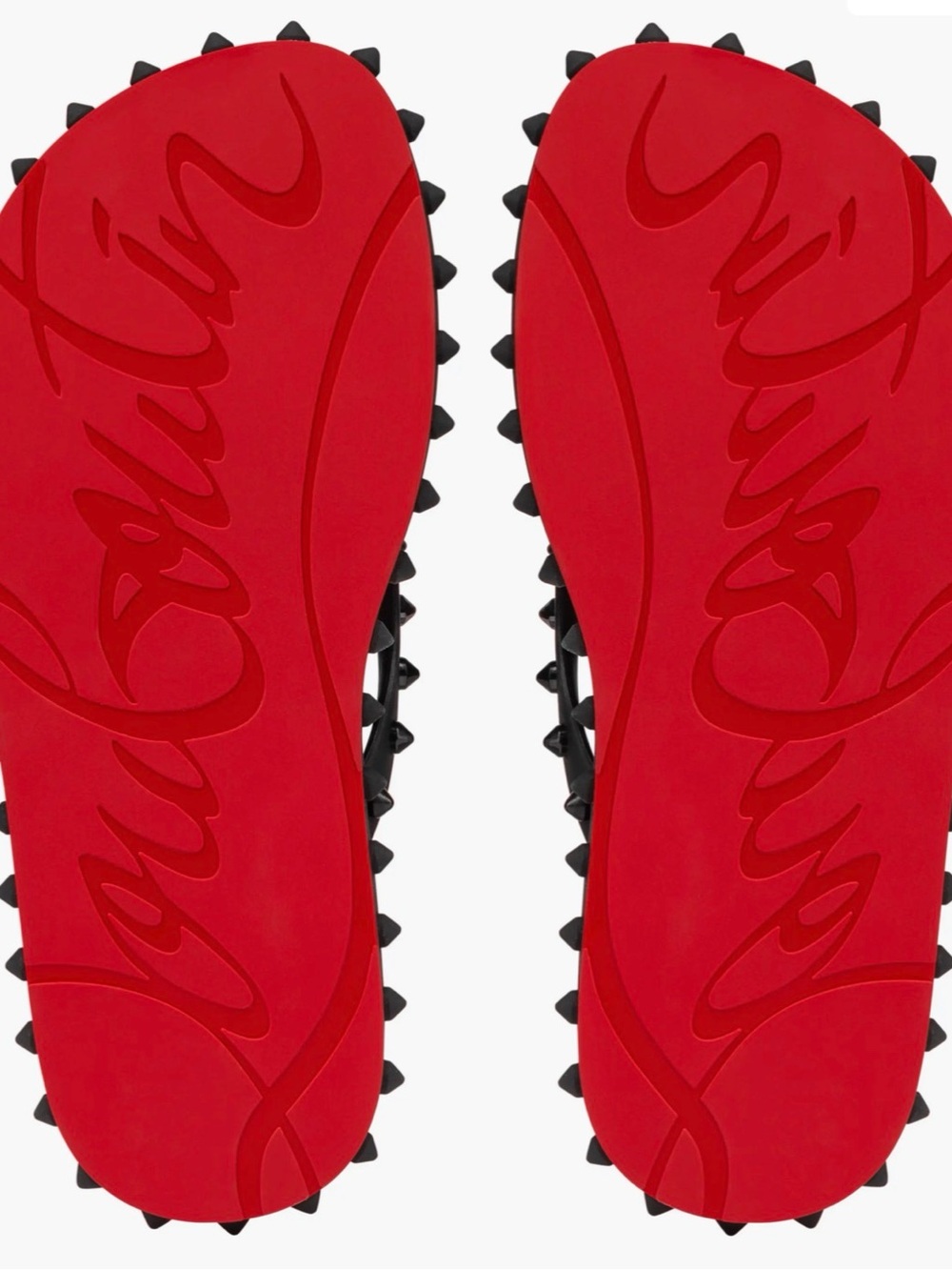 Christian Louboutin Red Spike-Trim Slide Sandals